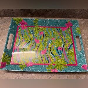 Lilly Pulitzer Blue & Pink Tropical Floral Tray